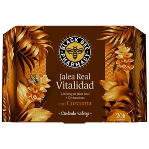 BLACK BEE Vitalidad Jalea real con cúrcuma y 12 vitaminas en ampollas individuales 20 uds.