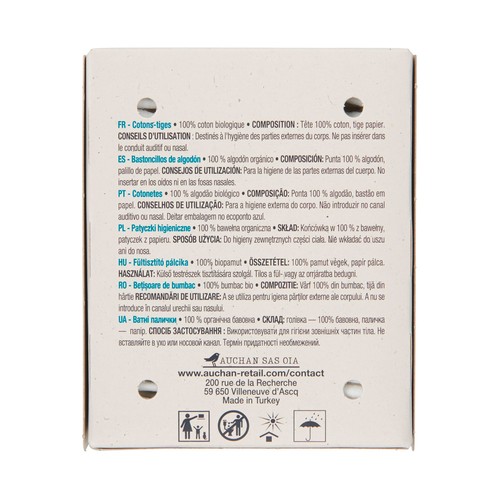 PRODUCTO ALCAMPO Bio Bastoncillos para oídos con algodón ecológico 200 uds.