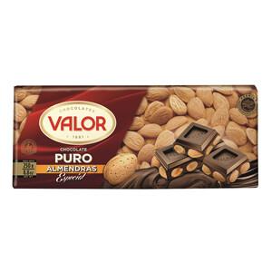 Imagen de VALOR Chocolate puro negro con almendras 250 g.