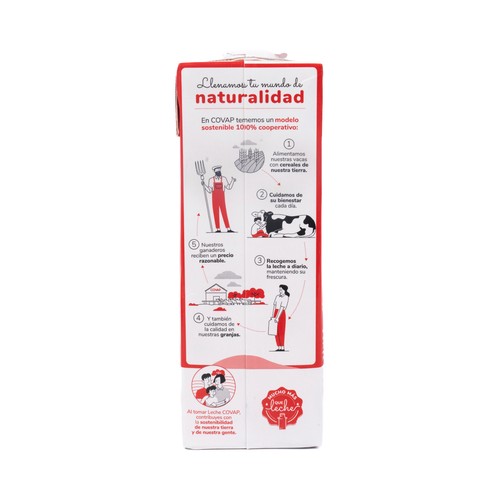 COVAP Leche desnatada sin lactosa, con alto contenido en calcio y proteínas (20 g) 1 l.