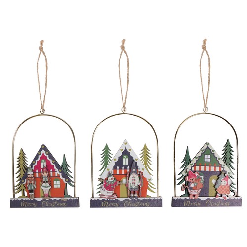 Colgante Casita Madera Tyrol modelos surtidos decoración Navidad, ACTUEL