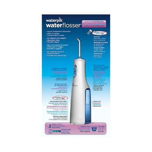 WATERPIK Irrigador oral inalámbrico con doble control de presión WATERPIK.