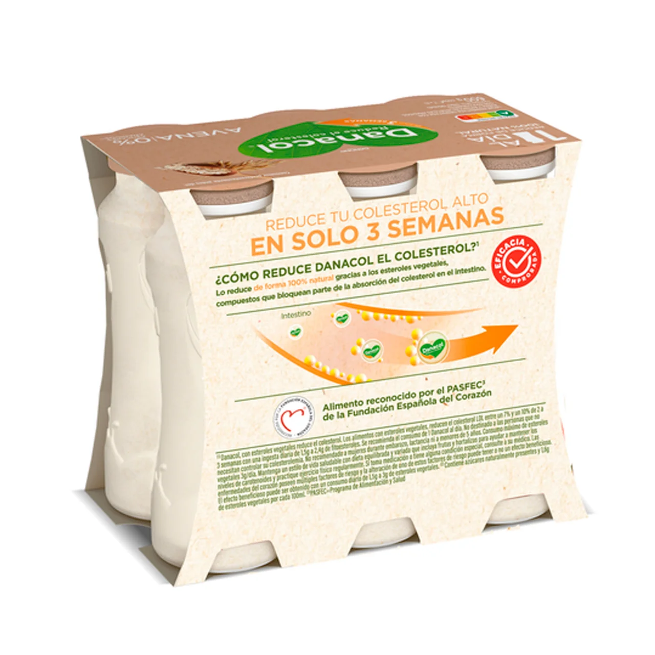 Leche fermentada desnatada con avena, edulcorantes y esteroles vegetales añadidos de Danone 6 x 100 g.