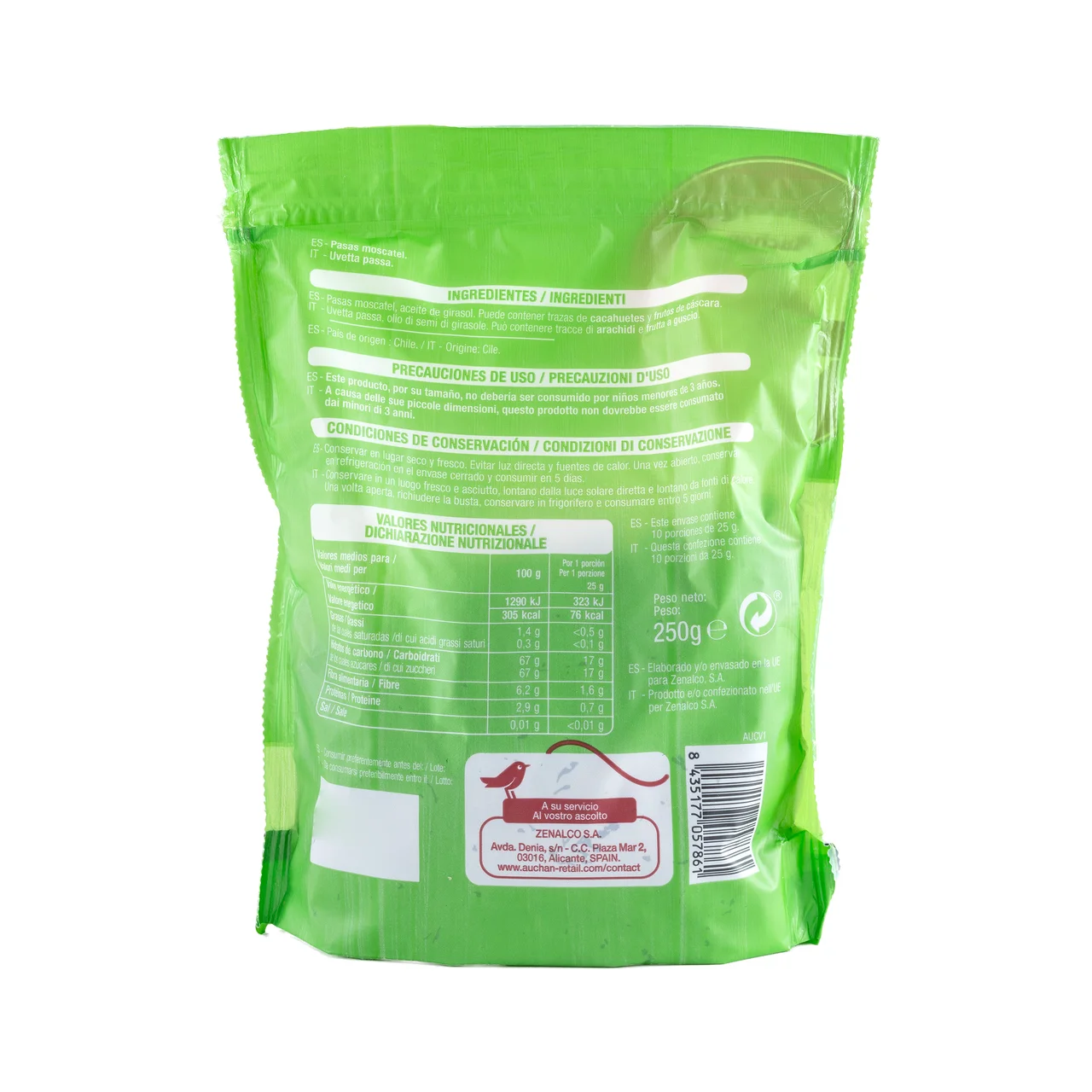 PRODUCTO ALCAMPO Pasas Moscatel 250 G,