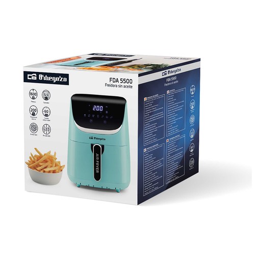Freidora de aire, 5,5L, 1600W,  ORBEGOZO FDA 5500, 7 programas.