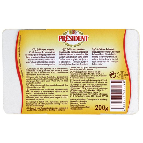 PRÉSIDENT Queso de pasta blanda La Brique PRÉSIDENT 200 g.