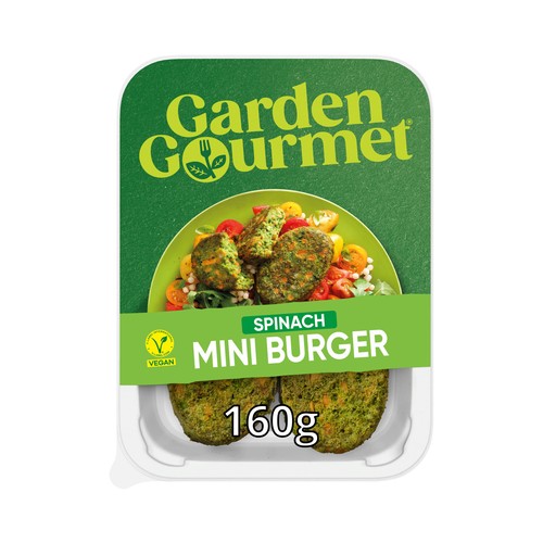 GARDEN GOURMET Mini burgers veganas de espinacas, zanahoria y garbanzos 160 g.