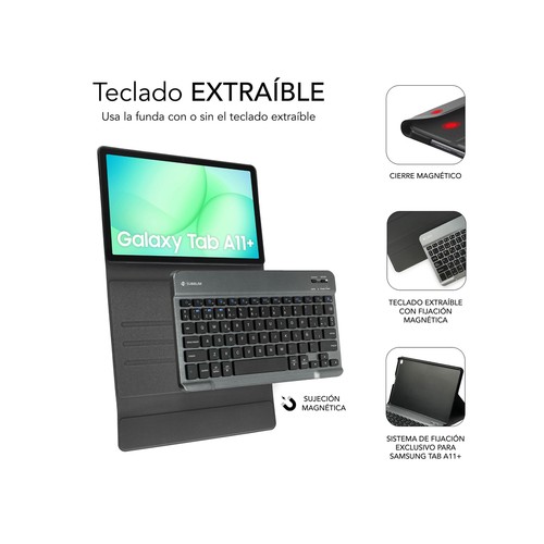Funda con teclado Bluetooth SUBBLIM SUBKT3-BTS070 para samsung tab A11+ de 11