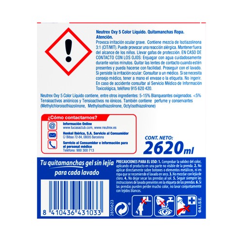 NEUTREX Quitamanchas líquido para ropa de color Oxy 2,62 L.