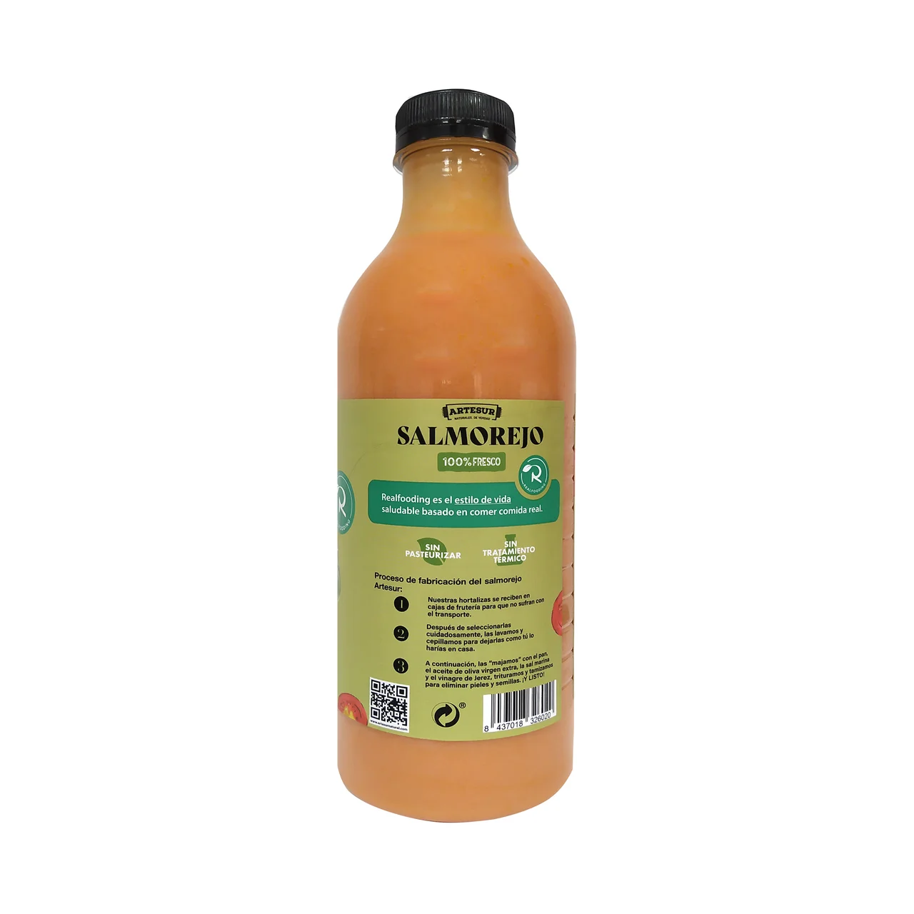 REALFOODING Salmorejo fresco elaborado con AOVE y hortalizas 100% frescas REALFOODING 1 L.