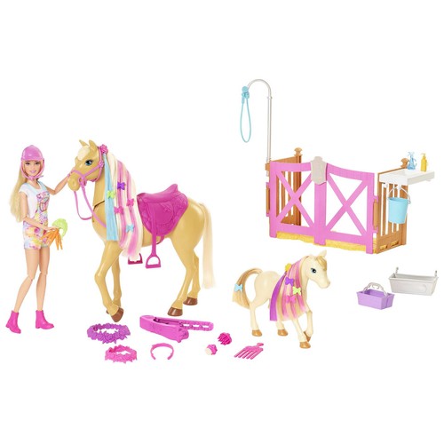 Muñeca Barbie con caballo, poni y accesorios, BARBIE.