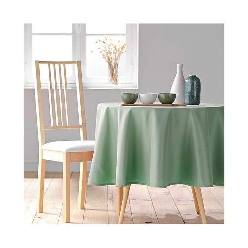 Mantel liso poliester redondo 140x140cm verde. U10