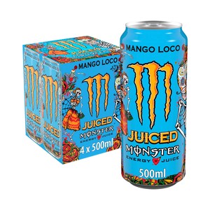 MONSTER Energy Juiced Mango loco Bebida energética con sabor a mango pack de lata 4 x 500ml
