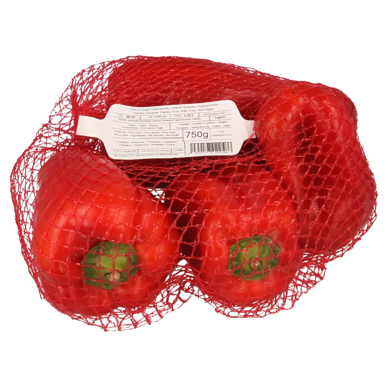 Pimientos rojos, malla 750 g.