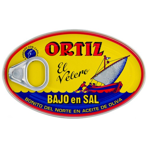 ORTIZ Bonito del norte en aceite de oliva con contenido reducido en sal 82 g.
