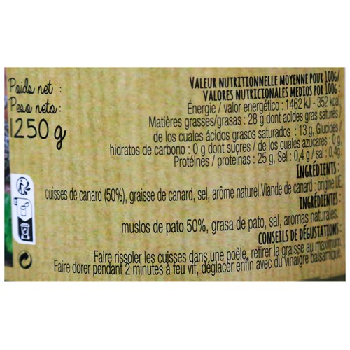 LES TROIS CHEFS Muslos de pato 4/5 pz 1250 g.