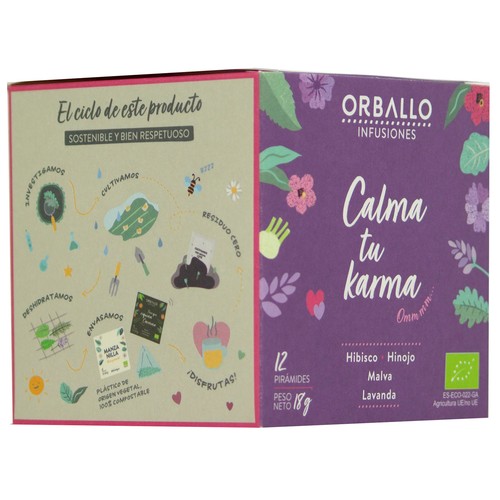 ORBALLO Calma tu karma Infusión ecológica a base de hibisco, hinojo, malva y lavanda 12 uds.