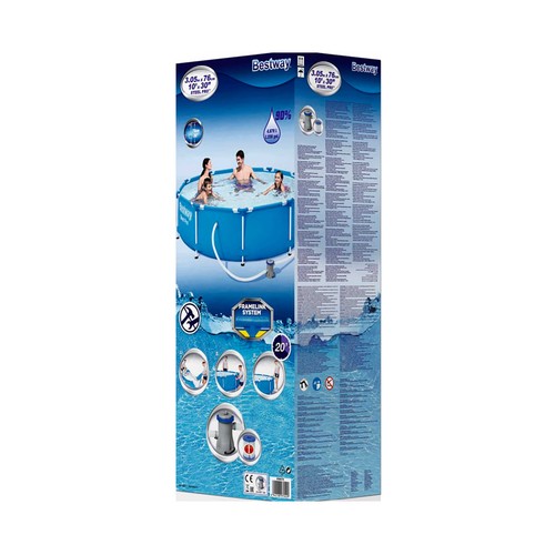 Piscina tubular con estructura metálica BESTWAY medidas 3,05x0,76 mts. con depuradora 1.249 litros/hora