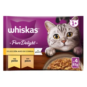 WHISKAS Pienso húmedo para gatos selección de aves de corral WHISKAS 4x85 gr.