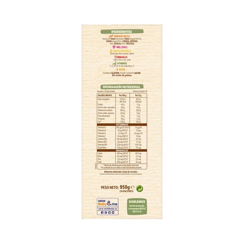 NESTLÉ Papilla de 8 cereales con miel a partir de 6 meses NESTLÉ 950 g.