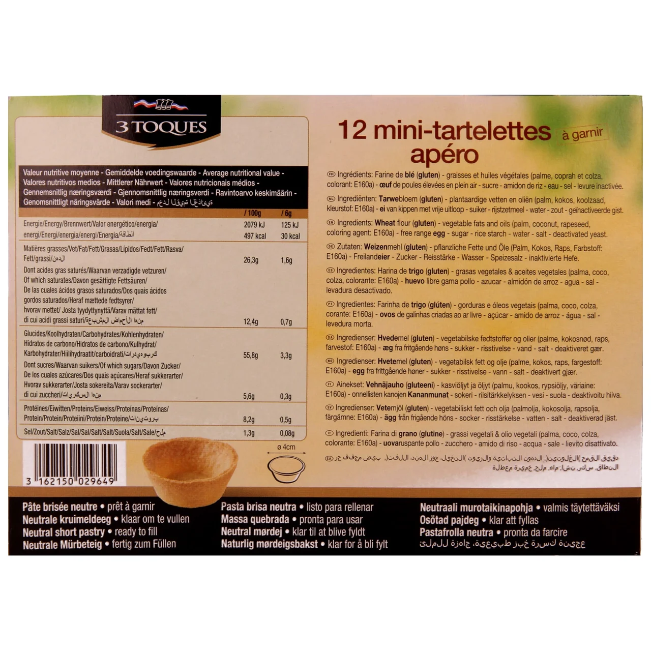 3 TOQUES Mini tartaletas 72 g.