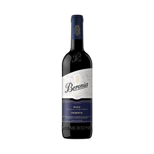 Vino tinto reserva con denominación de origen calificada Rioja BERONIA botella de 75 cl.