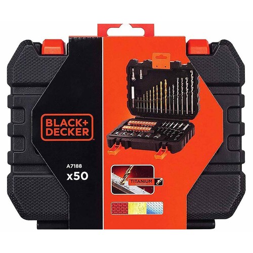 Set de 50 Piezas con brocas y puntas, BLACK + DECKER A7188.