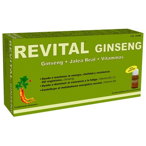 REVITAL Ginseng Complemento alimenticio, ayuda a disminuir el cansancio y la fatiga 20 uds.