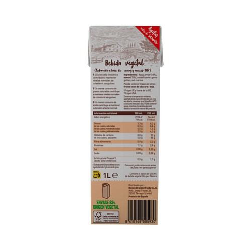 BORGES Natura Bebida vegetal (100%) de arroz y nueces 6 x 1 l.
