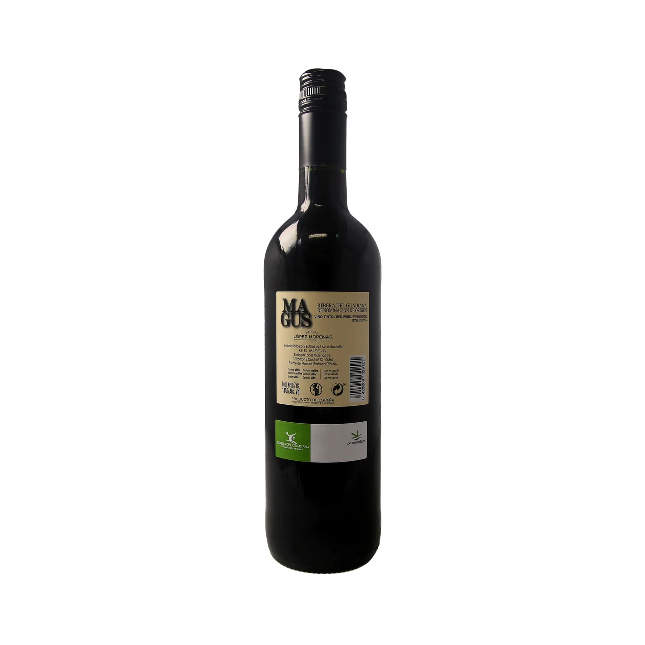 MAGUS  Vino tinto con D.O. Ribera del Guadina (Extremadura) MAGUS botella de 75 cl.