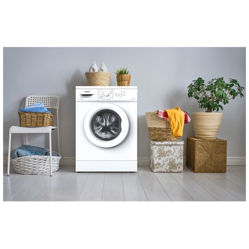 Lavadora EDESA EWF-6000 WH 6KG, clasificación energética: D, 1000RPM, H: 84,5 cm, A: 59,5cm, F: 40cm.