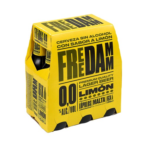 FREE DAMM Cerveza sin alcohol con limón pack de 6 uds. x 25 cl.