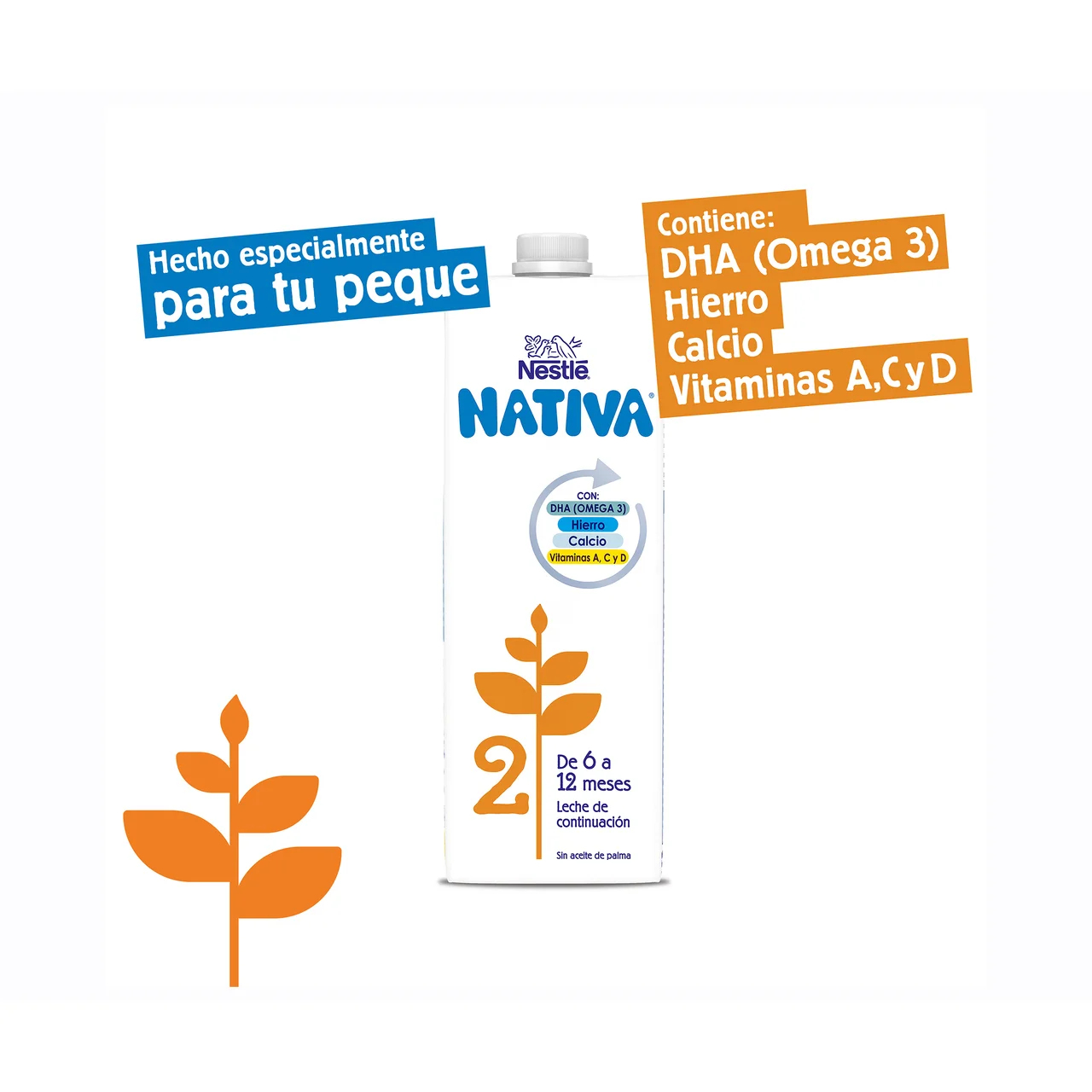 NATIVA Leche (2) de continuación, de 6 a 12 meses NATIVA de Nestlé 6 x 1 l.