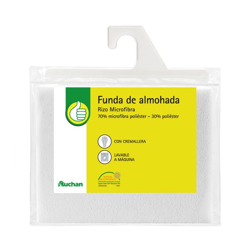 Funda protectora de almohada 70% microfibra poliéster 30% poliéster, 70cm. PRODUCTO ECONÓMICO ALCAMPO.