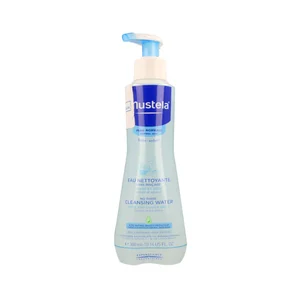 MUSTELA Agua limpiadora sin aclarado, para cara y zonas del pañal MUSTELA 300 ml.