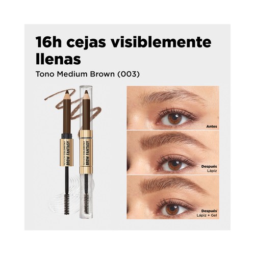 REVLON Colorstay brow fantasy tono 003 Medium brown Lápiz delineador de cejas 3 en 1.