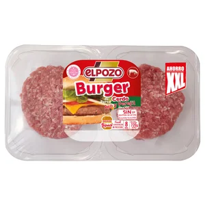 Bandeja con burger meat de cerdo, con ajo y perejil EL POZO 8 x 90 g.