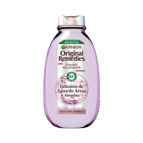 ORIGINAL REMEDIES de Garnier Champú rellenador para cbellos largos, sin brillo 400 ml.