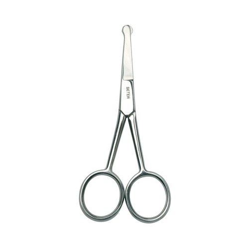 BETER Tijera de acero inoxidable y afilado individual de 10.4 cm., con punta roma recta, especial niños BETER.