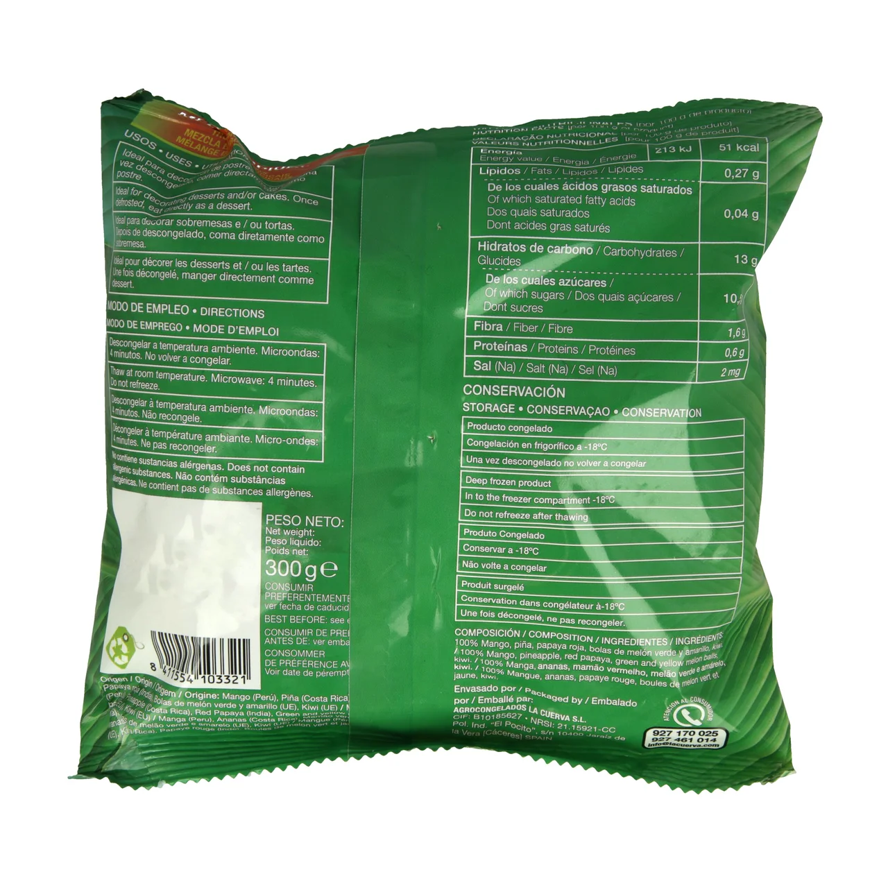 LA CUERVA Mezcla de frutas tropicales,100% naturales y sin conservantes ni colorantes LA CUERVA 300 g.