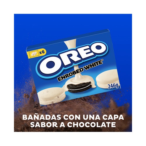 OREO Galletas rellenas de crema de vainilla y cubiertas de chocolate blanco 6 uds. 41 g.