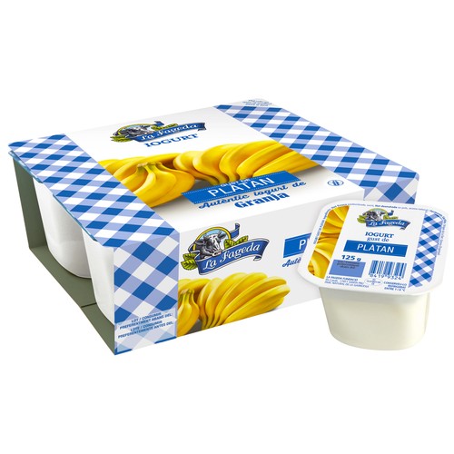 LA FAGEDA Yogur con sabor a plátano, elaborado sin gluten 4 x 125 g.