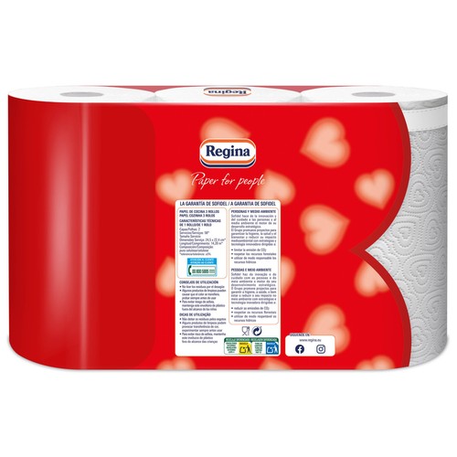 REGINA Rollo de papel de cocina super absorbente de doble capa 2+1 uds.