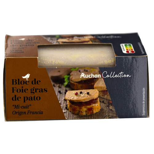 AUCHAN COLLECTION Bloc de foie gras de pato Mi-cuit de origen francés Producto Alcampo 150 g.