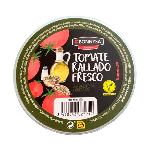 Tomate rallado con orégano BONNYSA Tarrina de 200g.