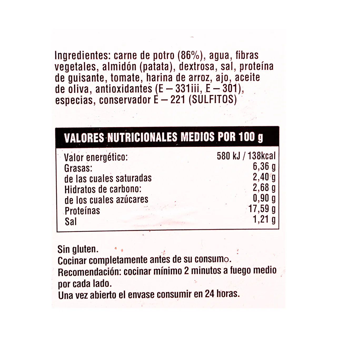 Buger meat de potro 2 x 150 g.