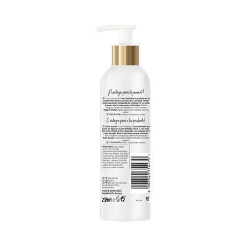 PANTENE Ondas naturales Crema hidratante sin aclarado para una definición natural de tus ondas 235 ml.