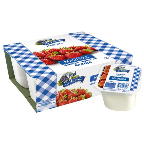 LA FAGEDA Yogur con sabor a fresa, elaborado sin gluten  4 x 125 g.