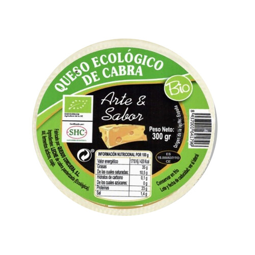 ARTE&SABOR Queso de cabra tierno ecológico ARTE & SABOR 300 g.