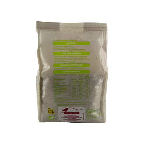 Copos suaves de avena integrales ecológicos ALCAMPO ECOLÓGICO 500 g.